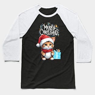 Merry Christmas Santa Cat Baseball T-Shirt